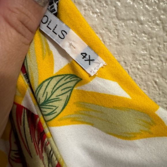 Rebdolls Floral Print Sleeveless Dress - Yellow and White - Picture 3 of 4